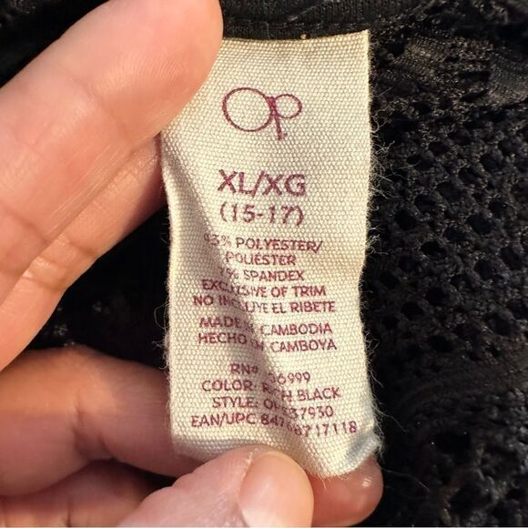 OP BLACK CROCHET LACE PULLOVER SLEEVELESS BEACH COVER UP XL (15-17) SEETHROUGH - Picture 5 of 10